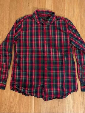 Nordstrom Kids Red, Navy & Green Plaid Button-Up Shirt